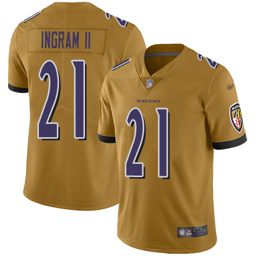 Baltimore Ravens Limited Gold Men Mark Ingram II Jersey NFL Football #21 Inverted Legend->youth nfl jersey->Youth Jersey